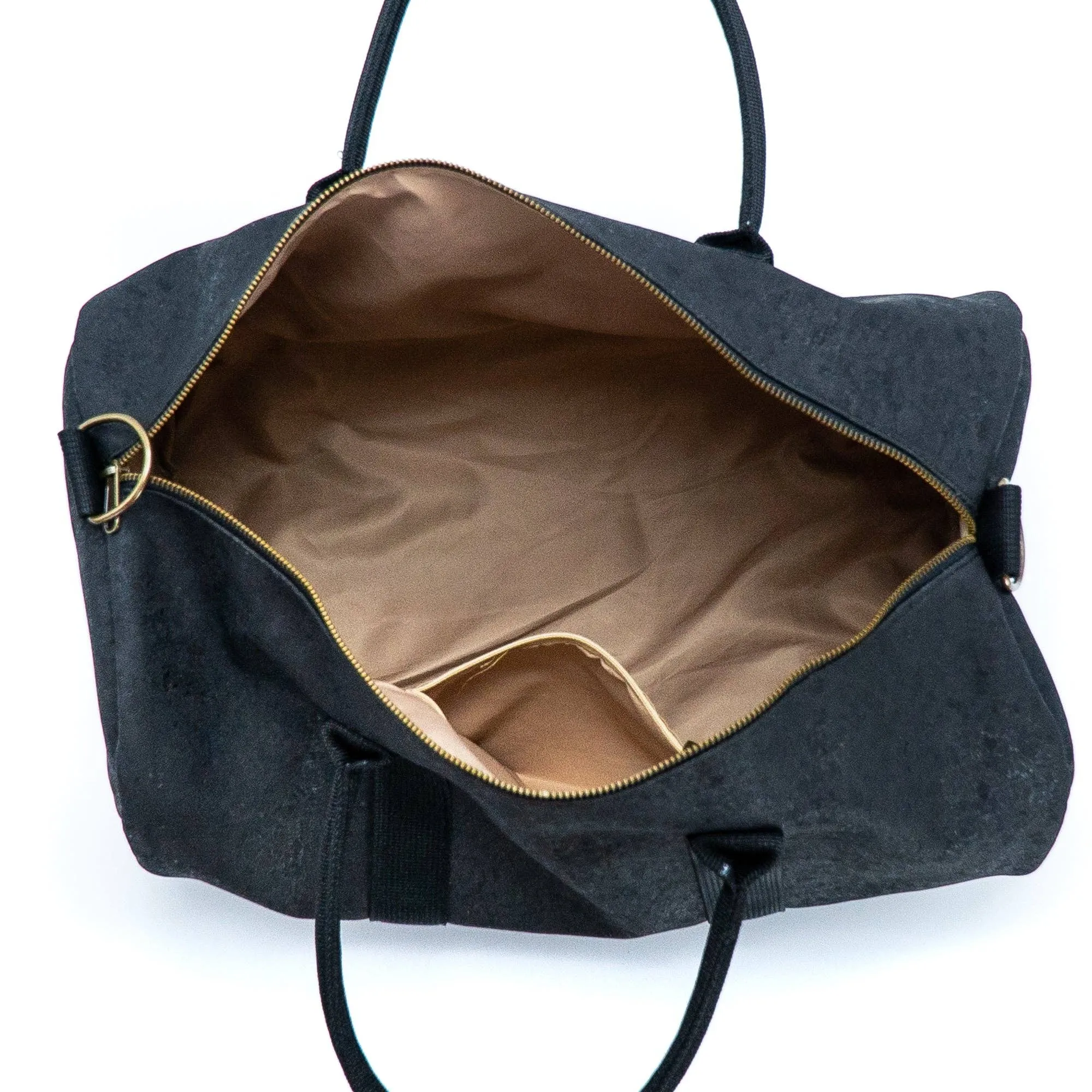 Black Weekender Travel Duffel Bag in Eco-Friendly Cork