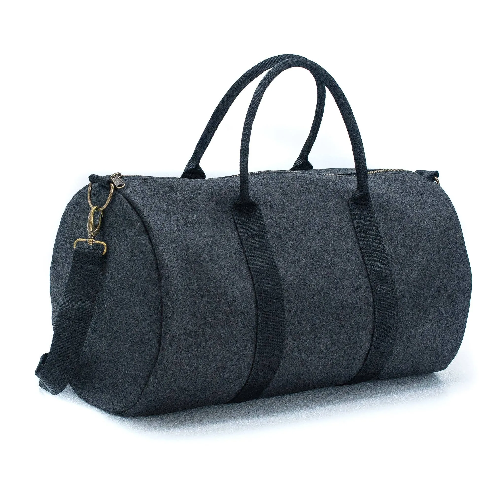 Black Weekender Travel Duffel Bag in Eco-Friendly Cork