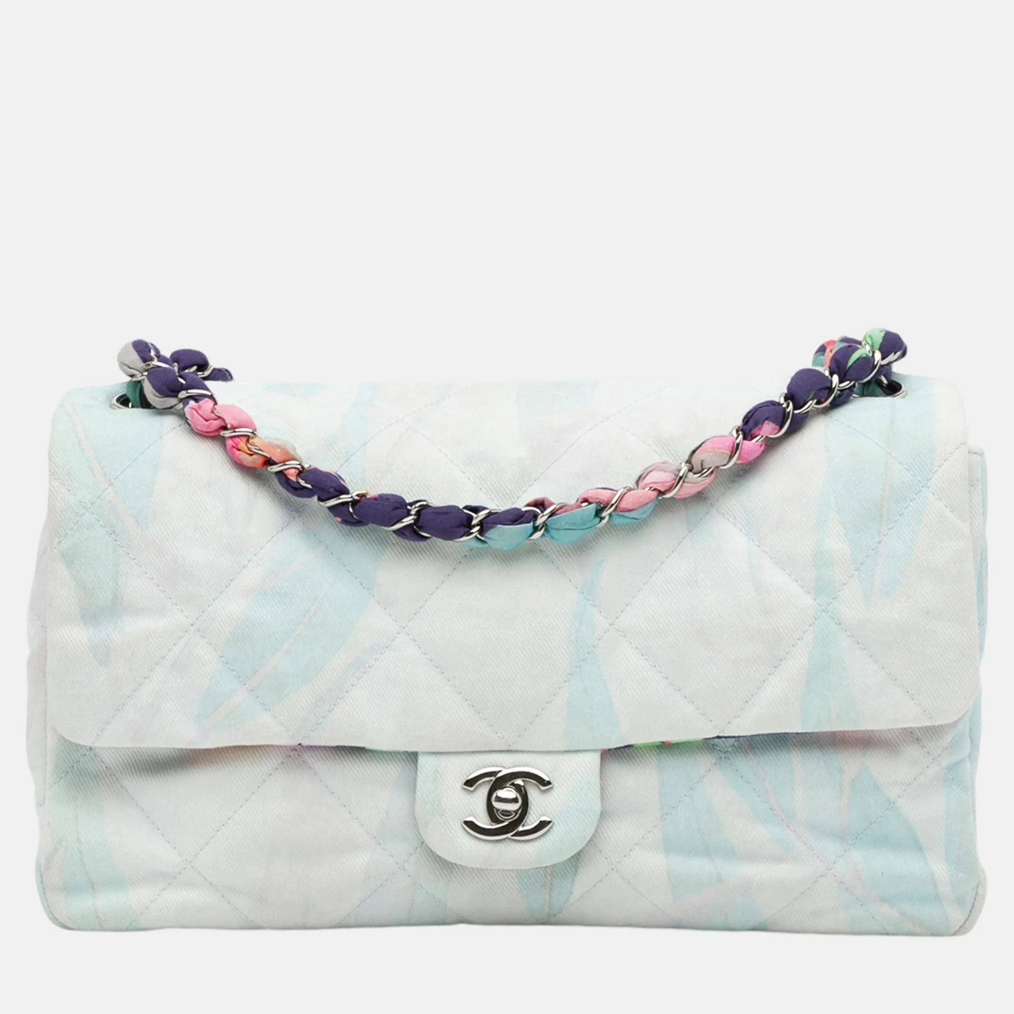 Blue/White Quilted Jungle Jeans Flap