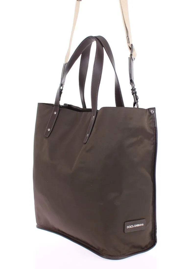 Brown nylon tote bag