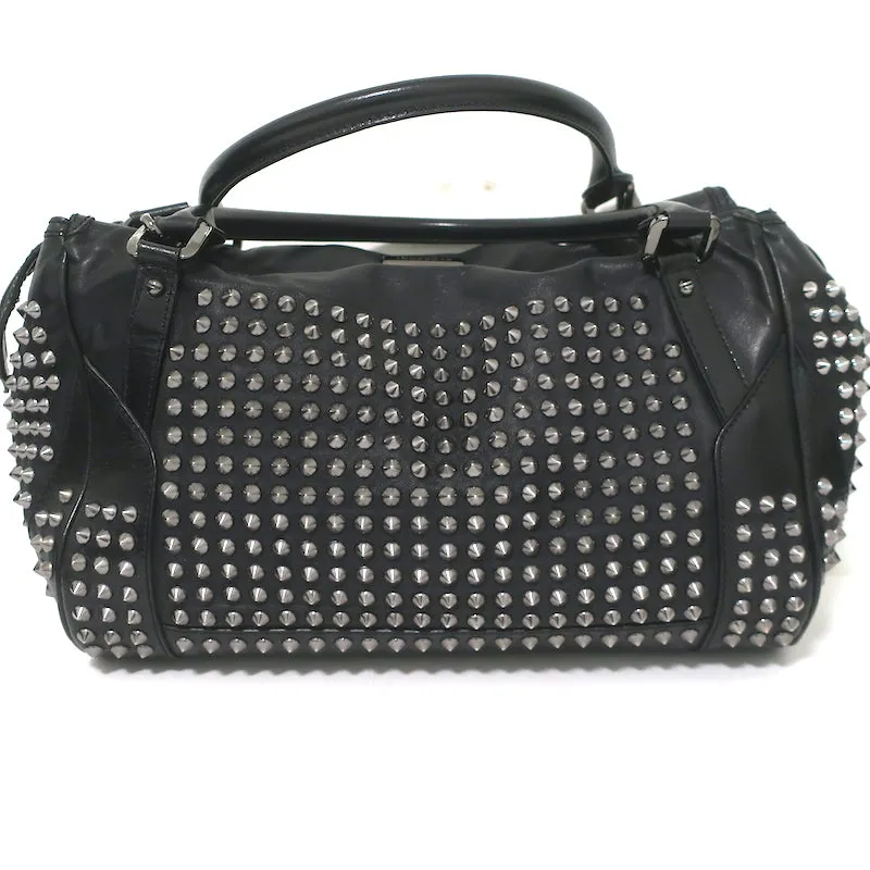 Burberry Edenham Satchel Black Studded Leather Large Shoulder Bag