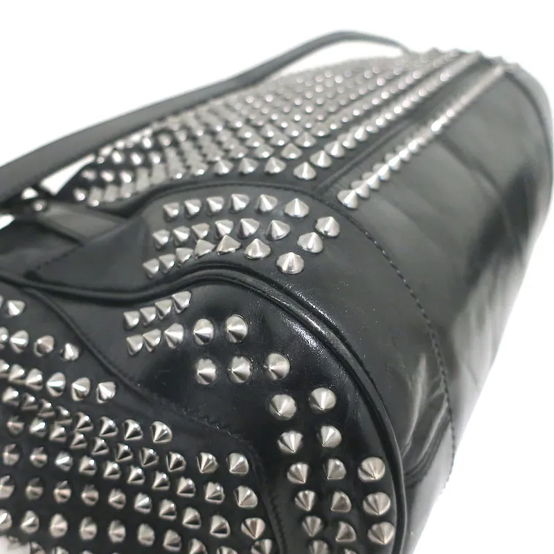 Burberry Edenham Satchel Black Studded Leather Large Shoulder Bag