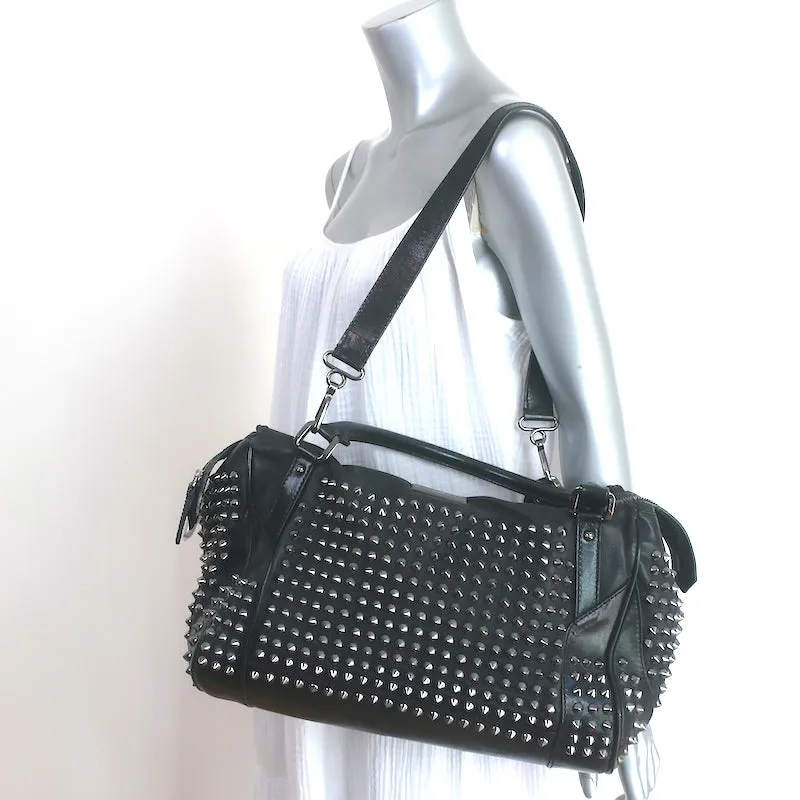 Burberry Edenham Satchel Black Studded Leather Large Shoulder Bag