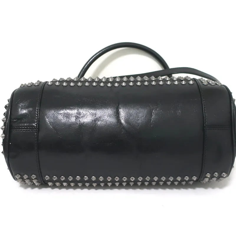 Burberry Edenham Satchel Black Studded Leather Large Shoulder Bag