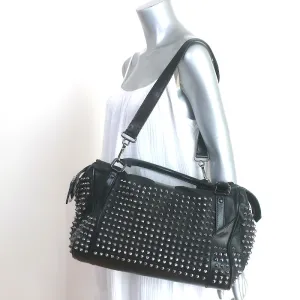 Burberry Edenham Satchel Black Studded Leather Large Shoulder Bag
