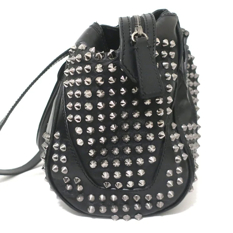 Burberry Edenham Satchel Black Studded Leather Large Shoulder Bag