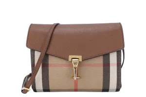 BURBERRY MACKEN SLING BAG SMALL BROWN HOUSE CHECK CANVAS GOLD HARDWARE NO DUST COVER