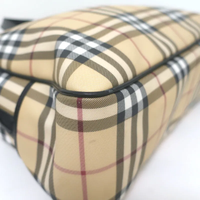 Burberry Nova Check Duffle Bag Beige Coated Canvas Large Satchel