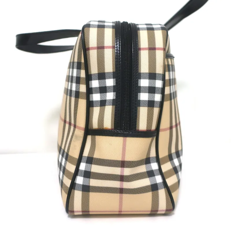 Burberry Nova Check Duffle Bag Beige Coated Canvas Large Satchel