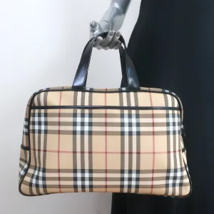 Burberry Nova Check Duffle Bag Beige Coated Canvas Large Satchel