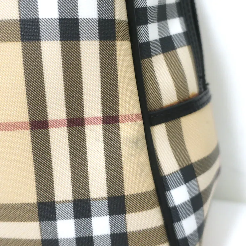 Burberry Nova Check Duffle Bag Beige Coated Canvas Large Satchel