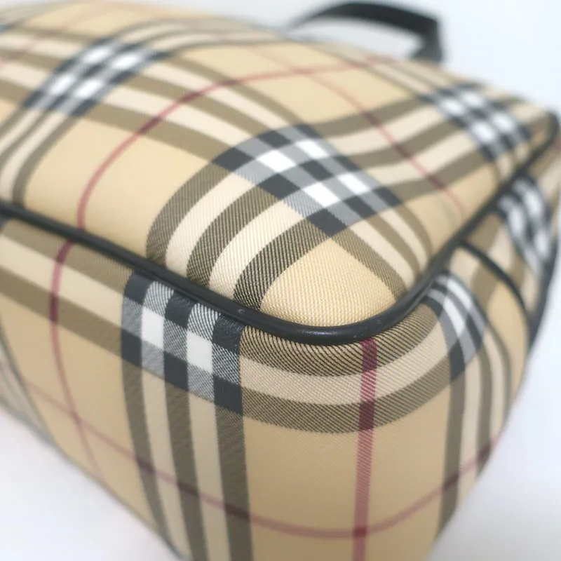 Burberry Nova Check Duffle Bag Beige Coated Canvas Large Satchel