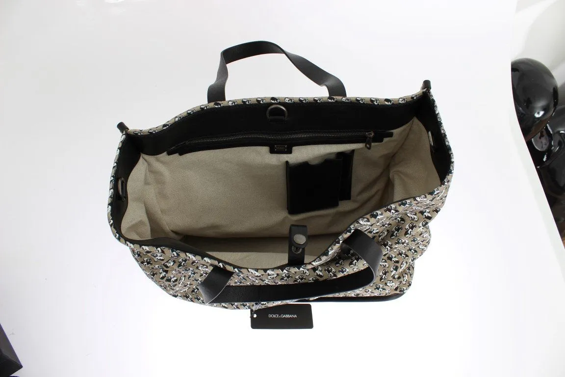 Car Print Cotton Leather Shoulder Bag