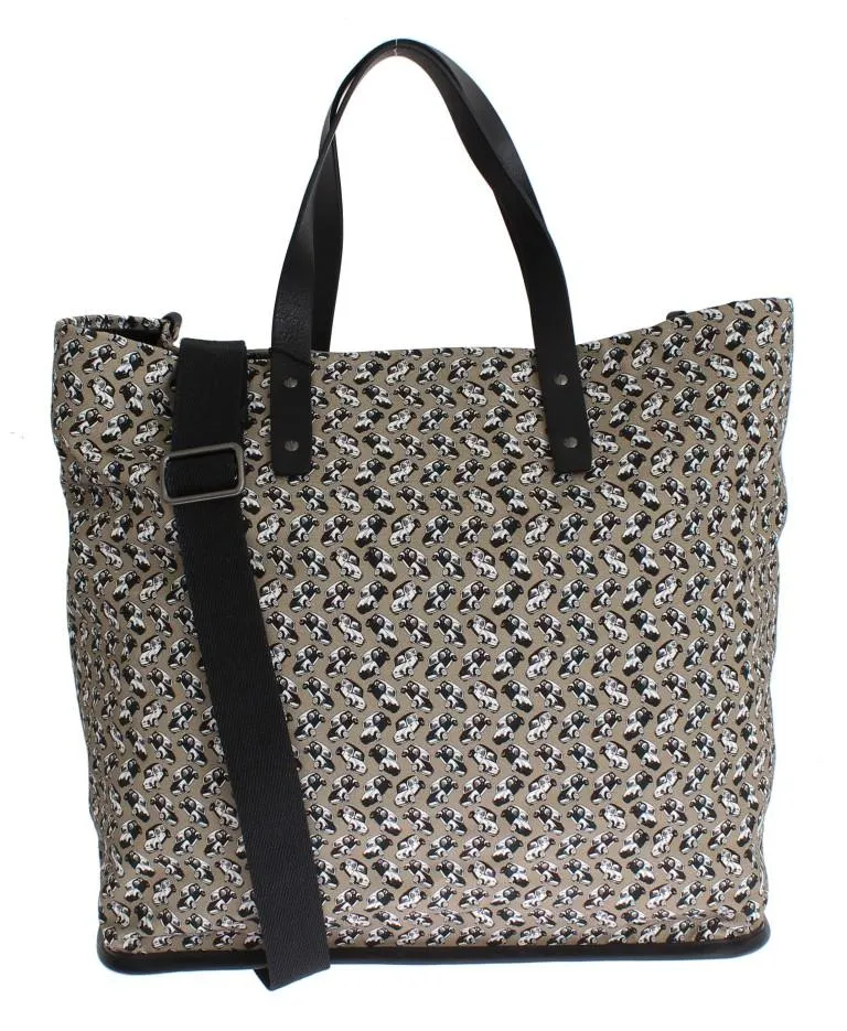 Car Print Cotton Leather Shoulder Bag