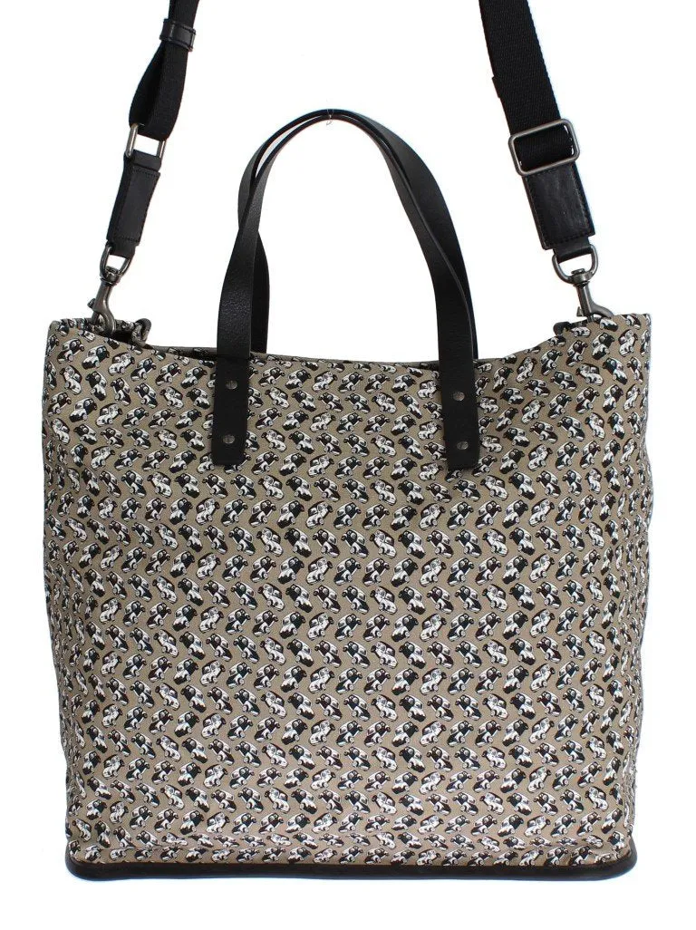 Car Print Cotton Leather Shoulder Bag