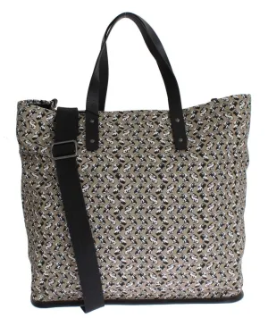 Car Print Cotton Leather Shoulder Bag
