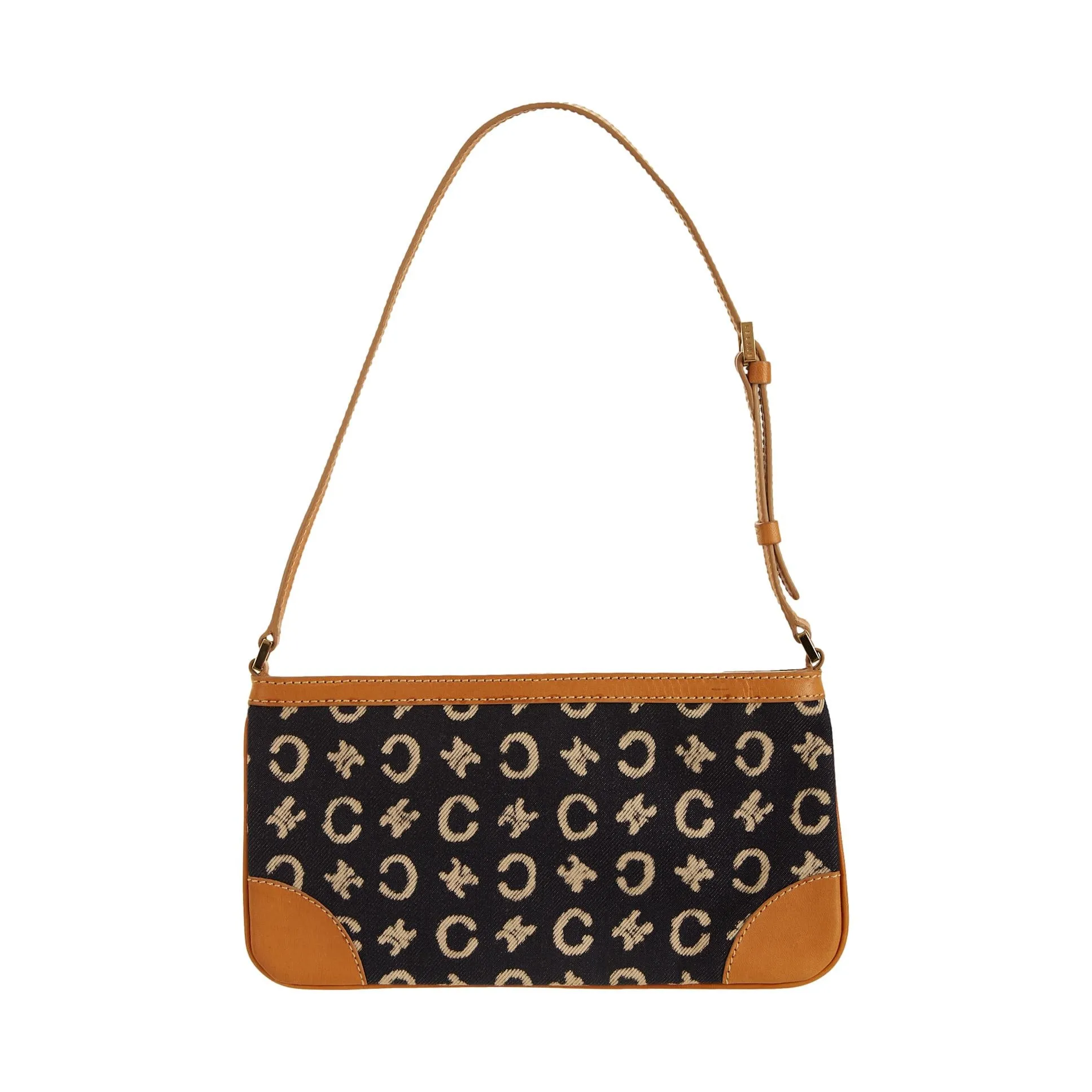 Celine Navy Logo Mini Shoulder Bag