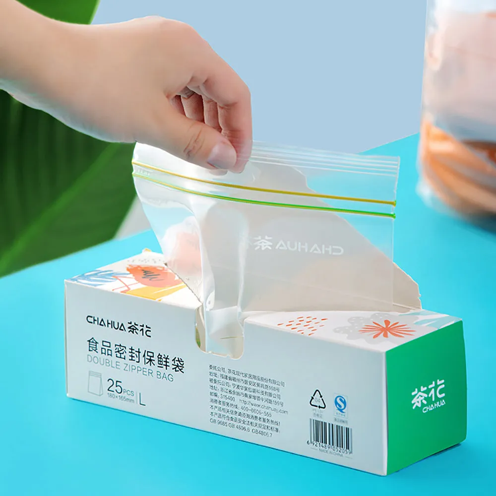 Chahua Double Zipper Food Storage Bags - Extra Large, 15 Pieces