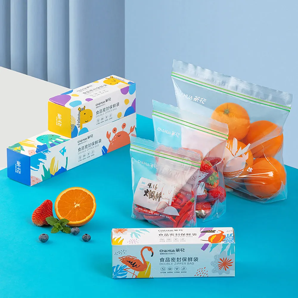 Chahua Double Zipper Food Storage Bags - Extra Large, 15 Pieces