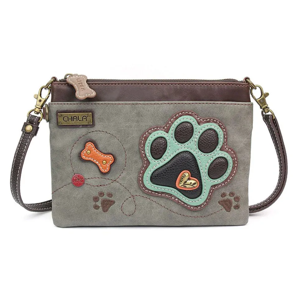 Chala Mini Crossbody - Teal Paw Print (Gray)