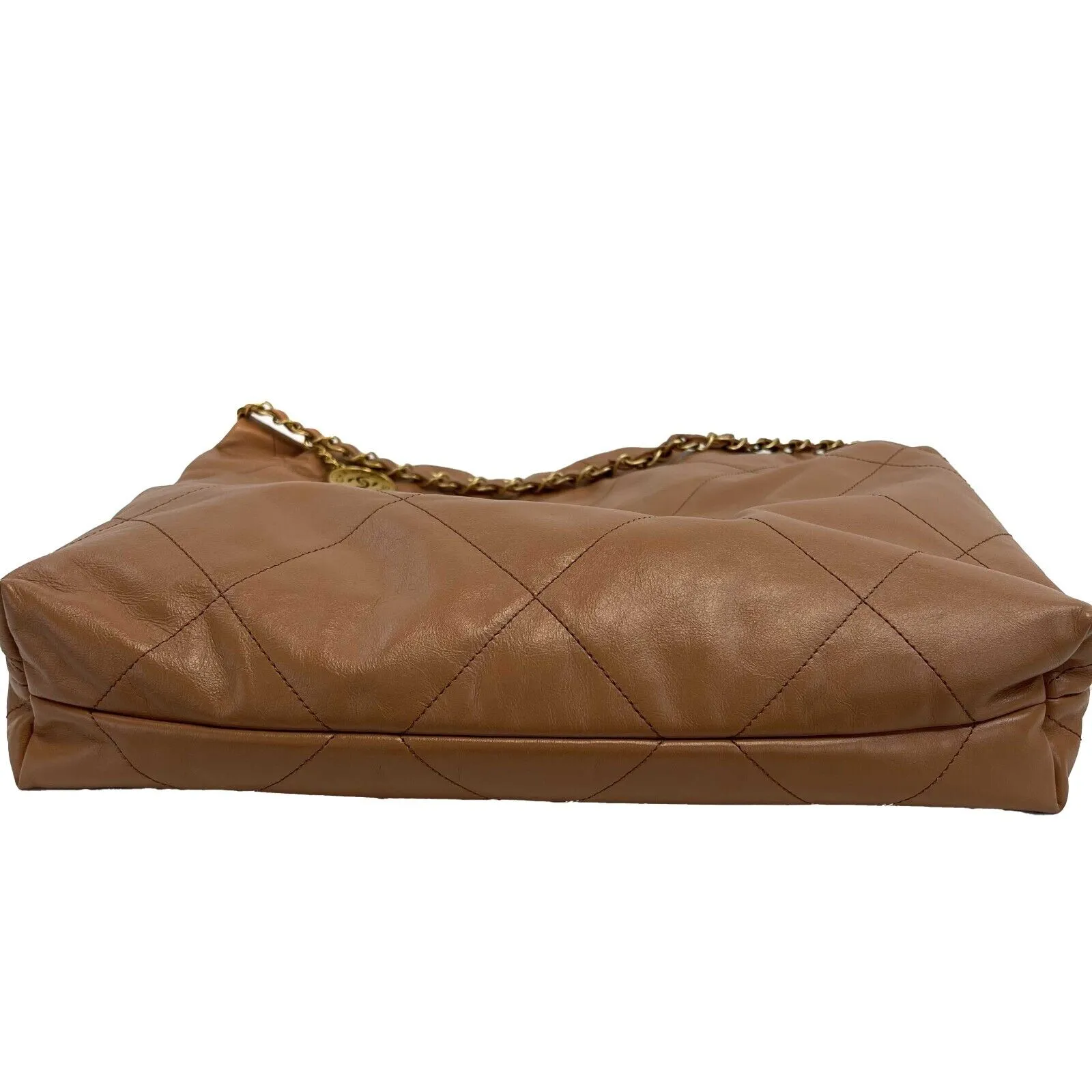 Chanel - 22 bag quilted Calfskin Drawstring Hobo - Caramel Shoulder Bag