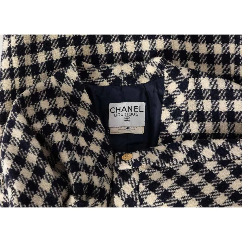 CHANEL Black & White Wool Cardigan | Size 40FR