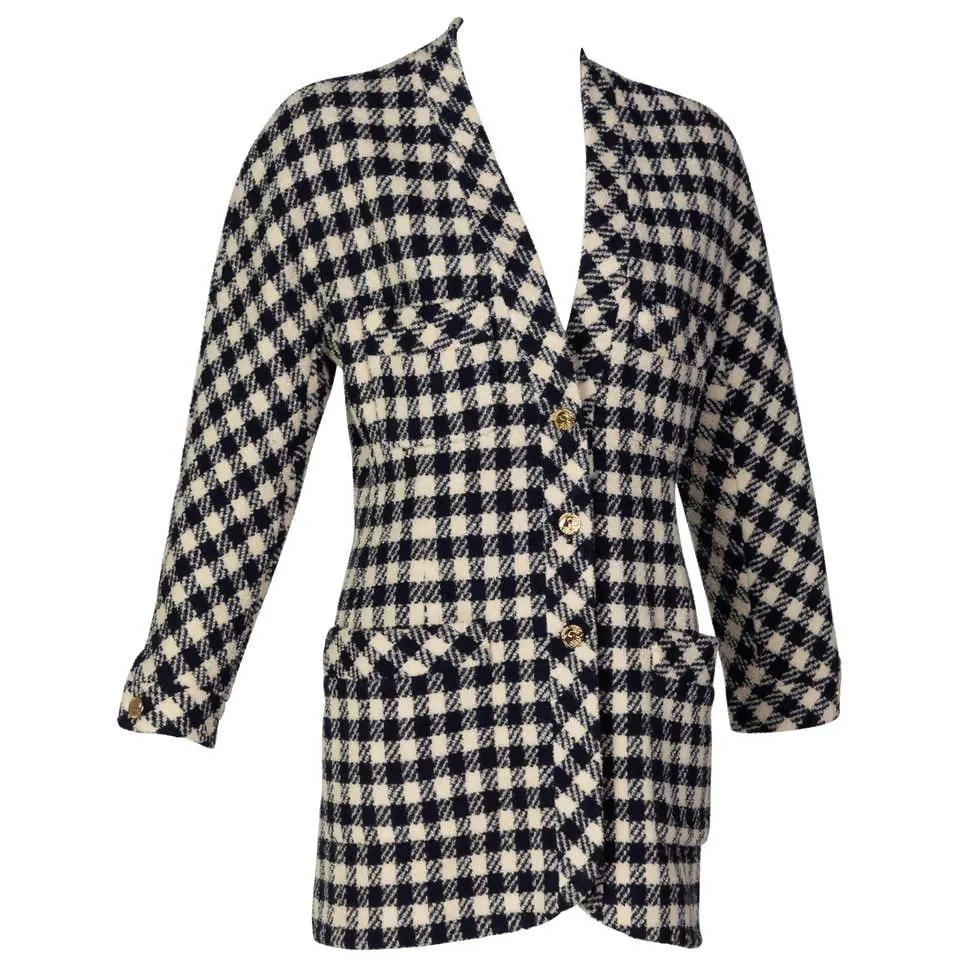CHANEL Black & White Wool Cardigan | Size 40FR