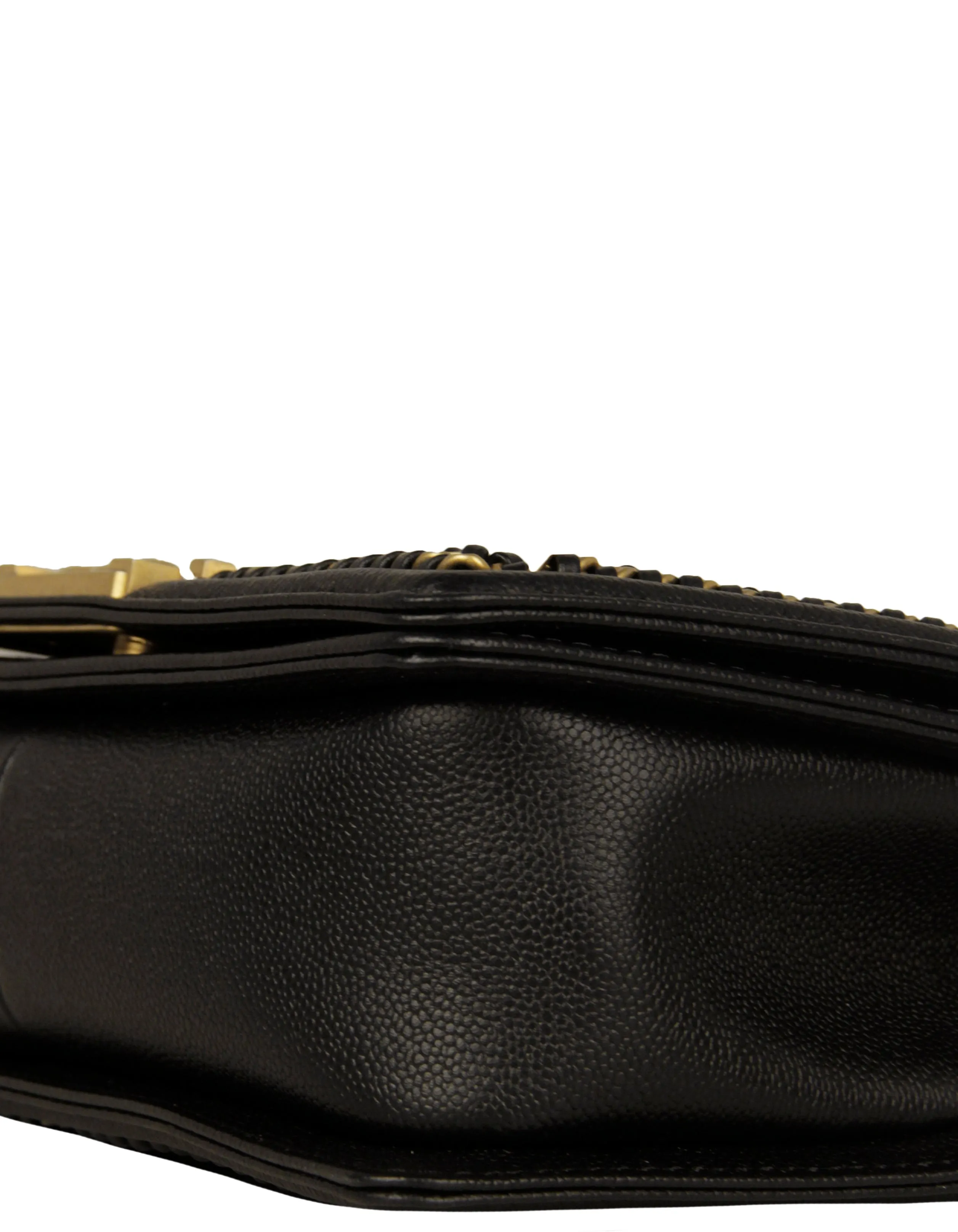 Chanel Black Caviar Quilted Medium Chain Through Boy Flap