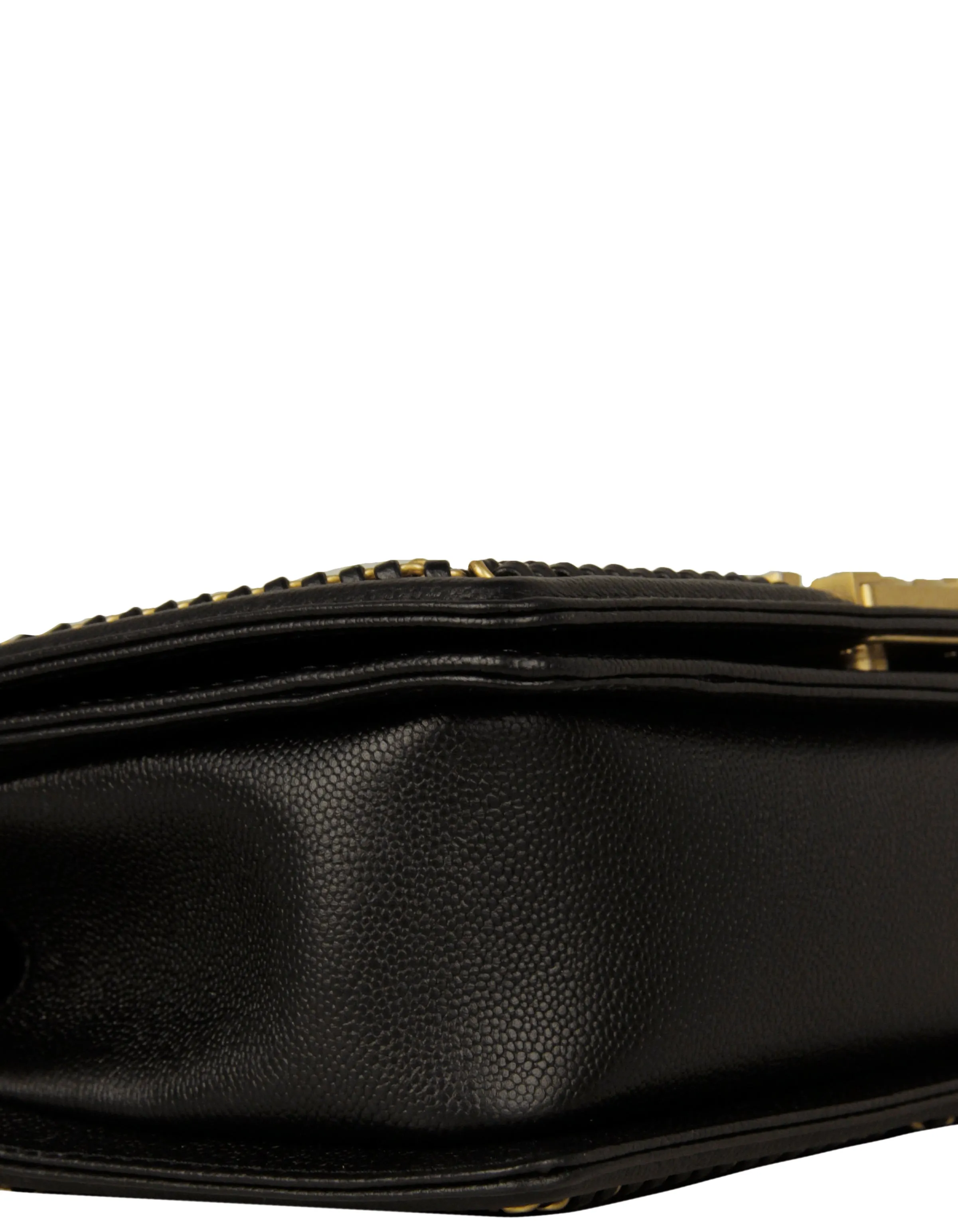 Chanel Black Caviar Quilted Medium Chain Through Boy Flap