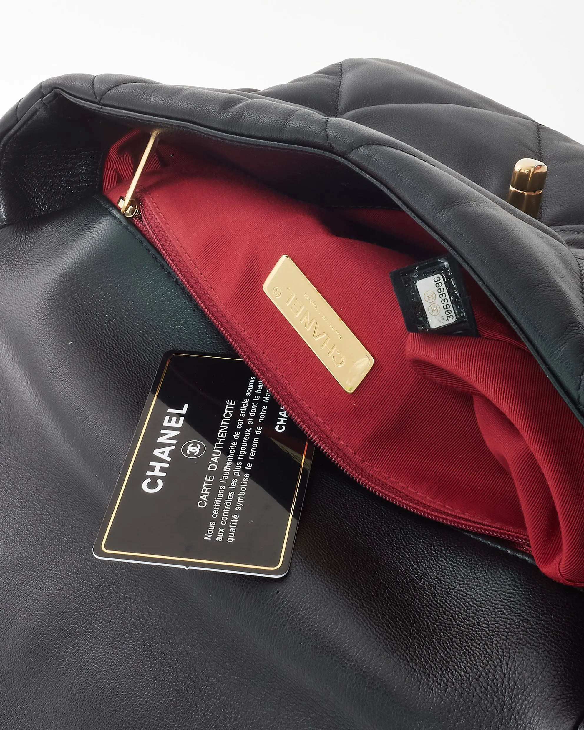 Chanel Black Lambskin Leather Medium Chanel 19 Bag