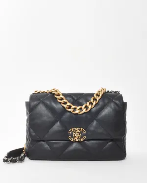 Chanel Black Lambskin Leather Medium Chanel 19 Bag
