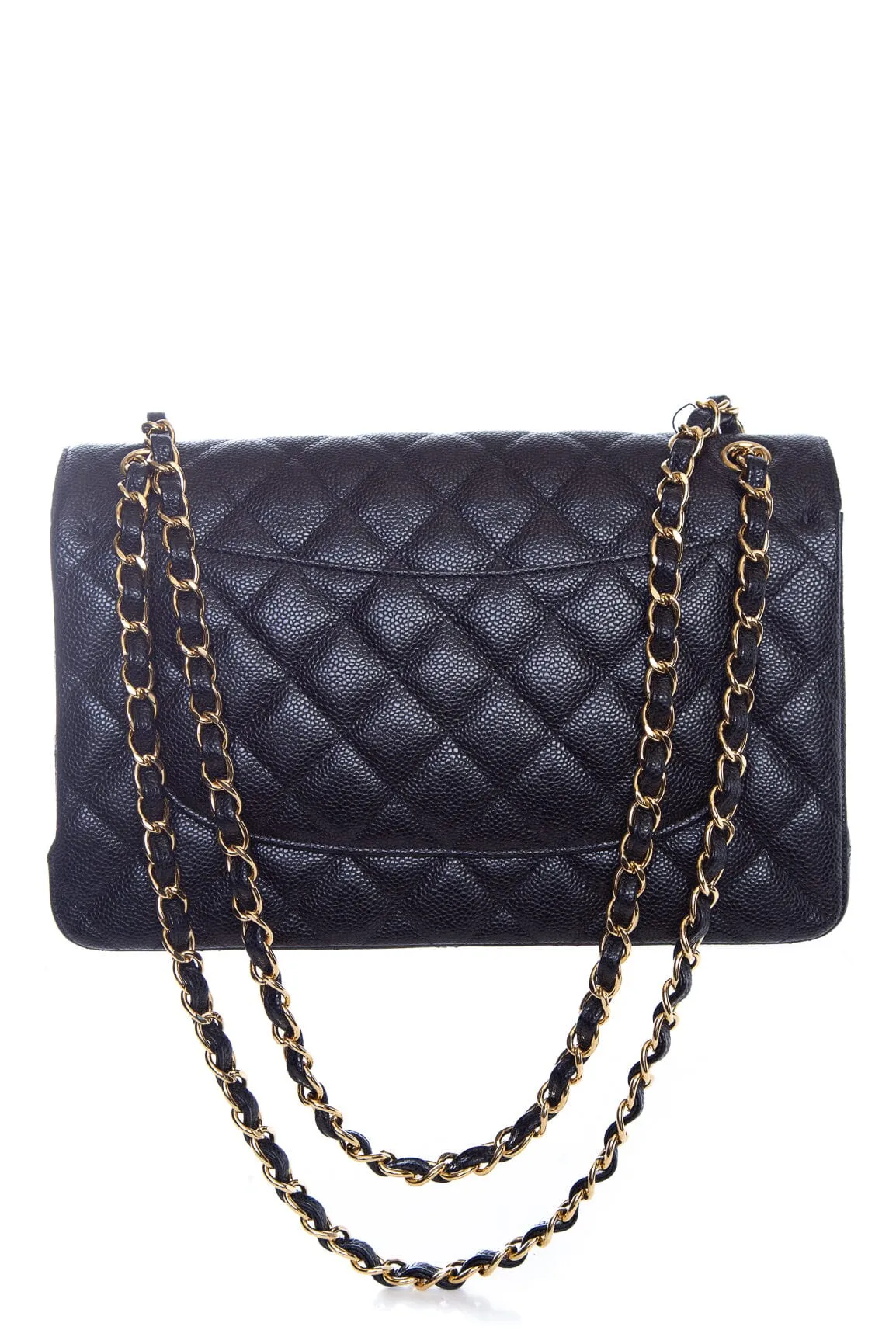 Chanel Black Quilted Caviar Double Flap Jumbo Handbag