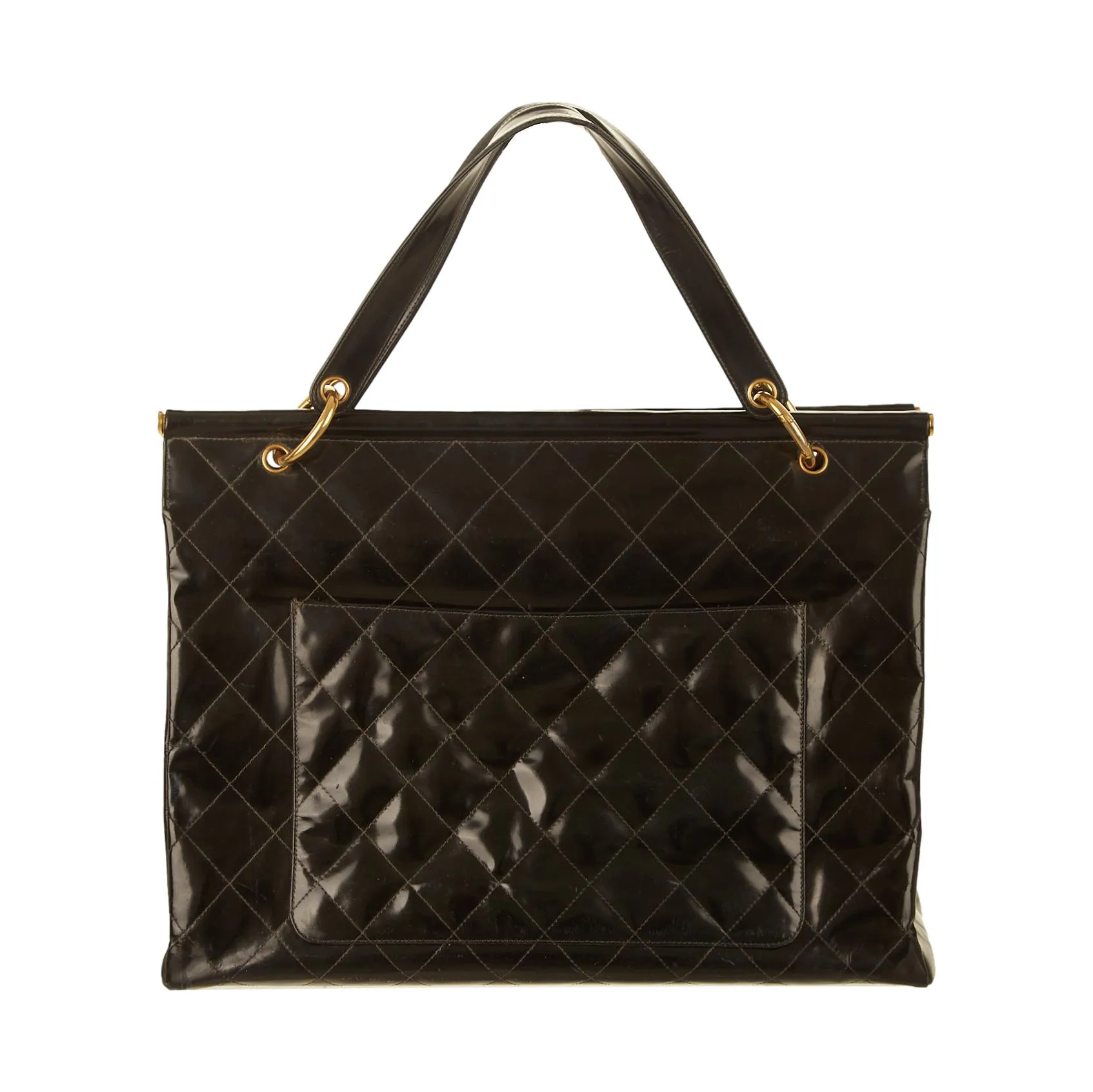 Chanel Black Quilted Logo Tote