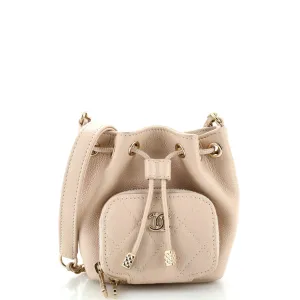CHANEL Business Affinity Drawstring Bucket Bag Quilted Caviar Mini