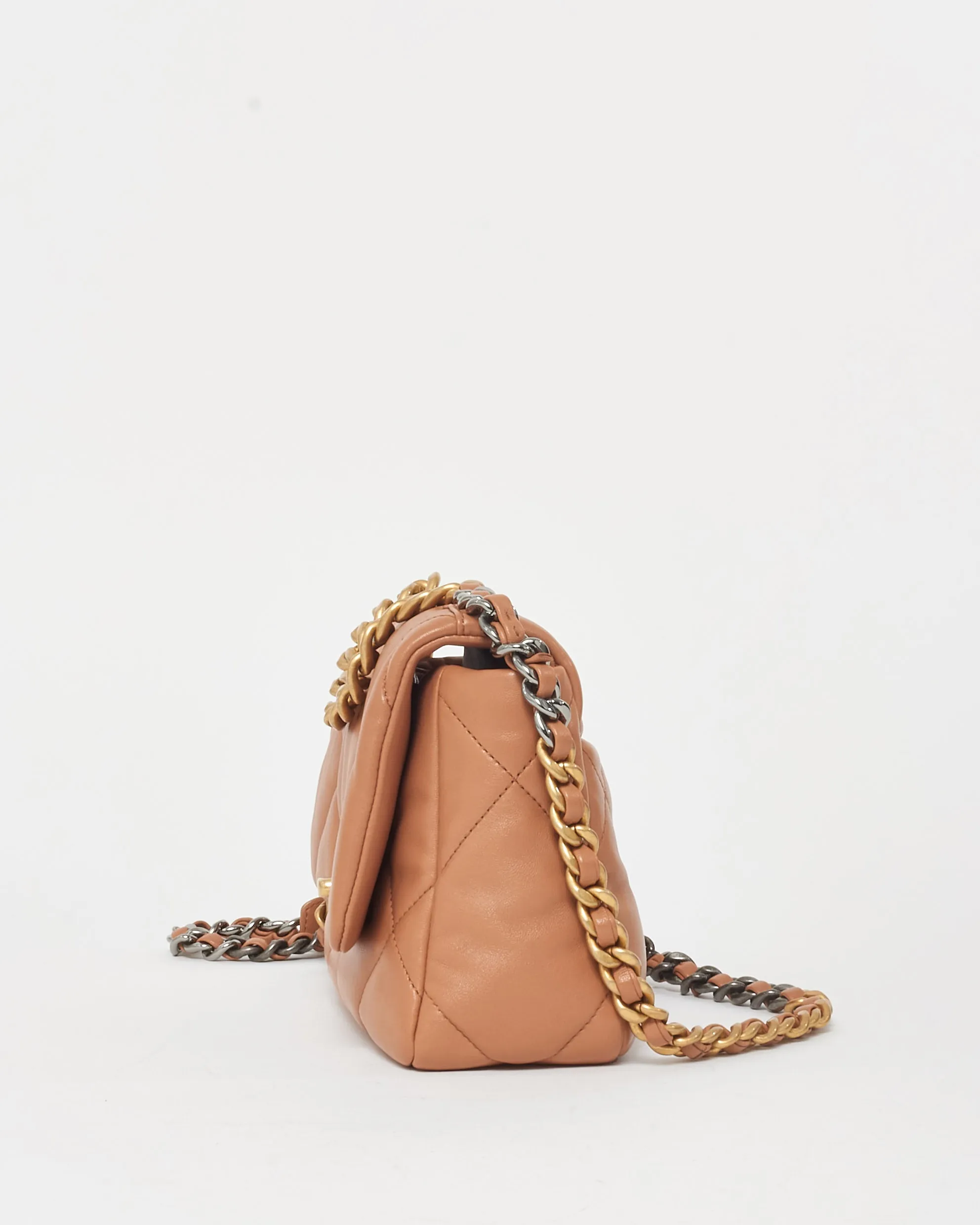 Chanel Camel Brown Lambskin Leather Chanel 19 Bag