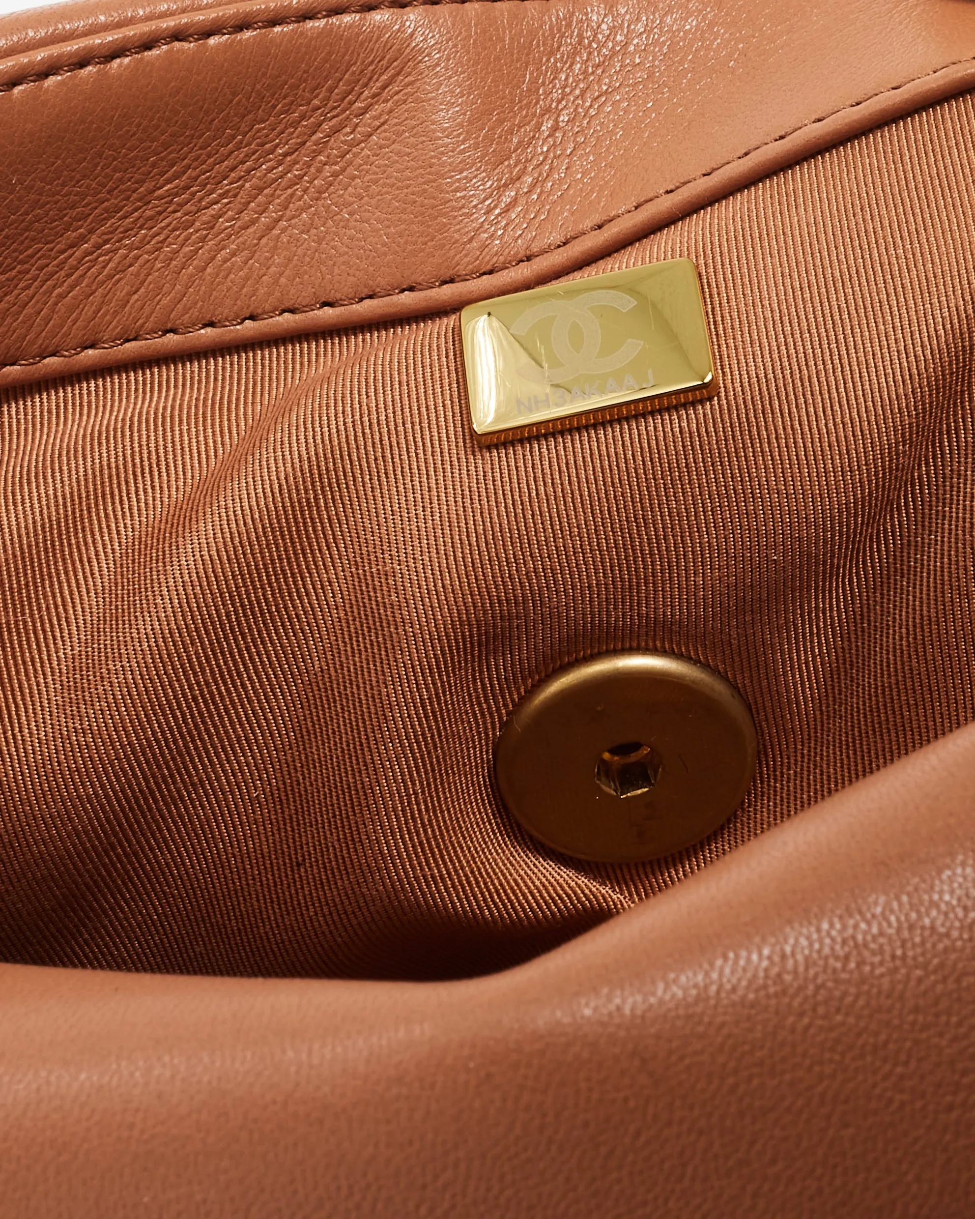 Chanel Camel Brown Lambskin Leather Chanel 19 Bag