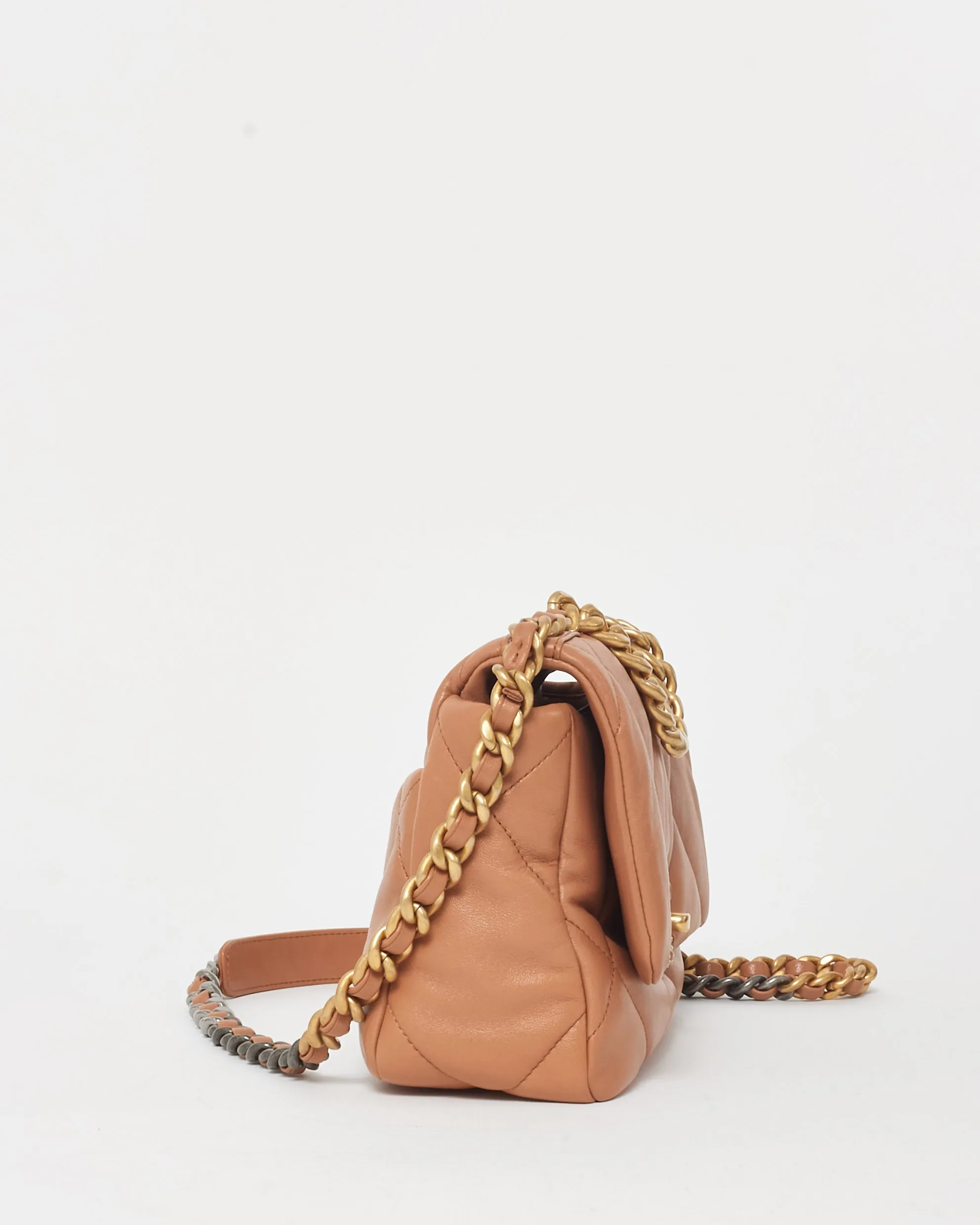Chanel Camel Brown Lambskin Leather Chanel 19 Bag