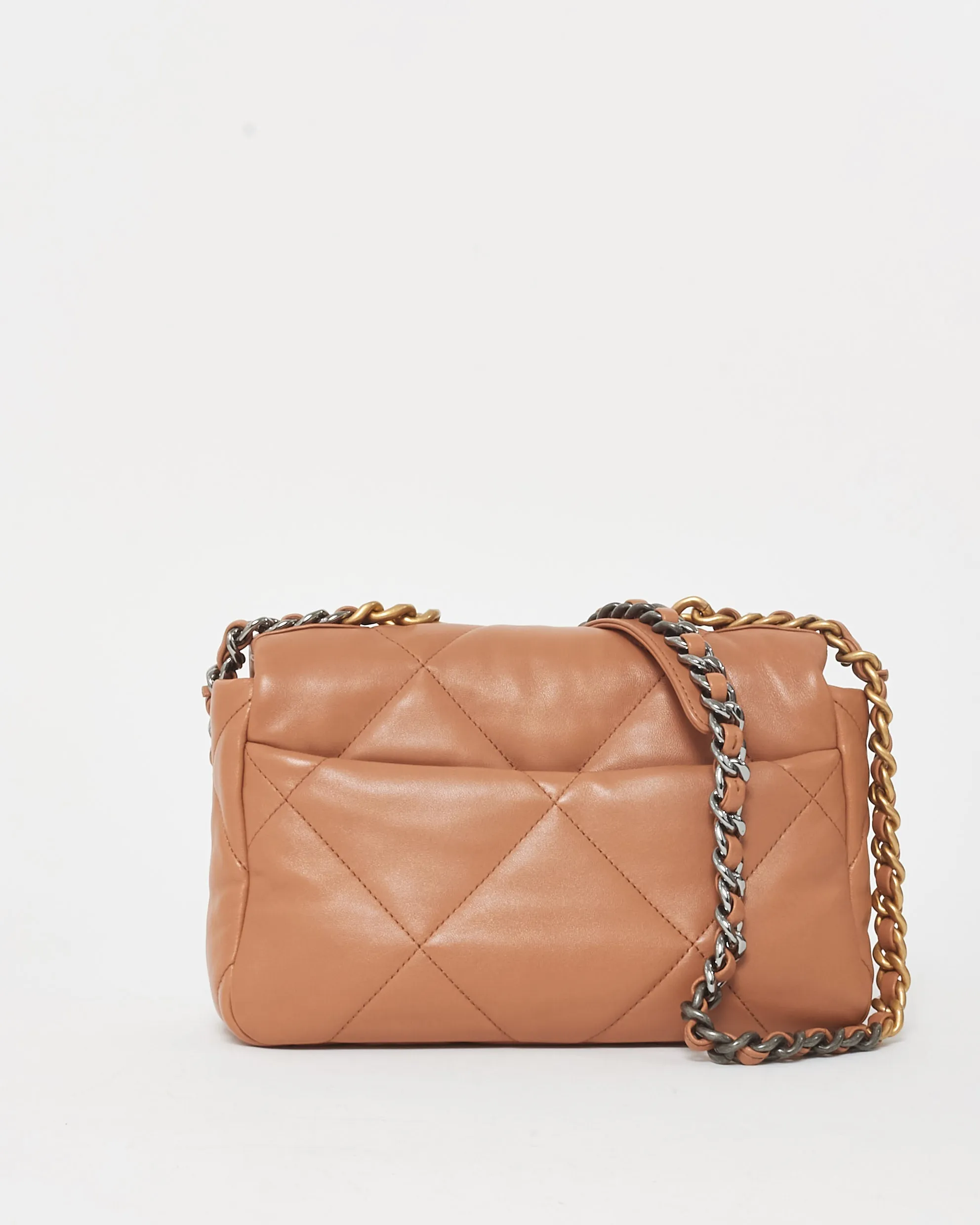 Chanel Camel Brown Lambskin Leather Chanel 19 Bag