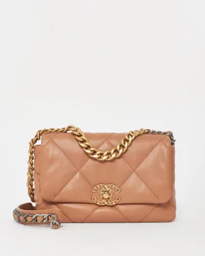 Chanel Camel Brown Lambskin Leather Chanel 19 Bag