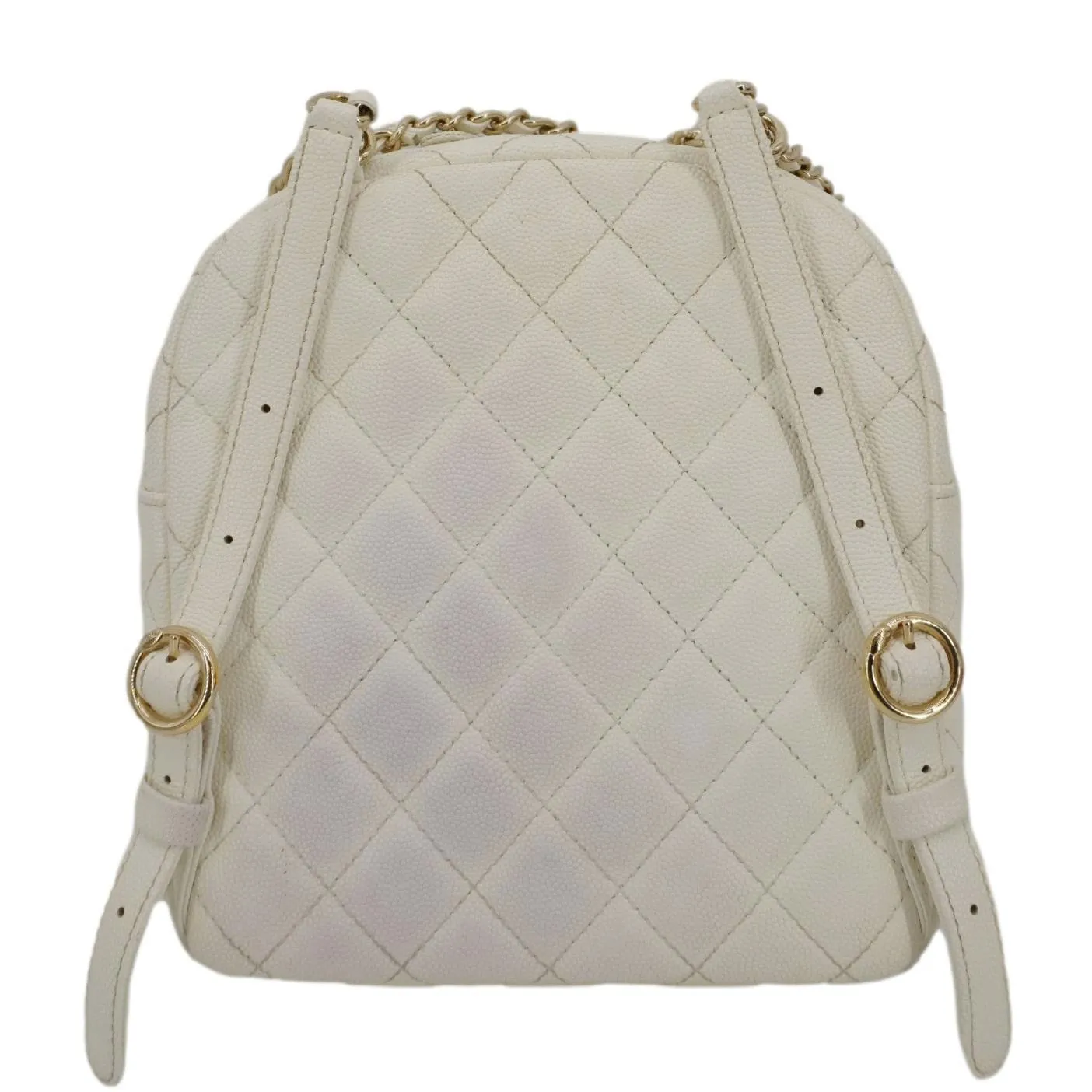 CHANEL CC Day Small Caviar Quilted Leather Backpack White