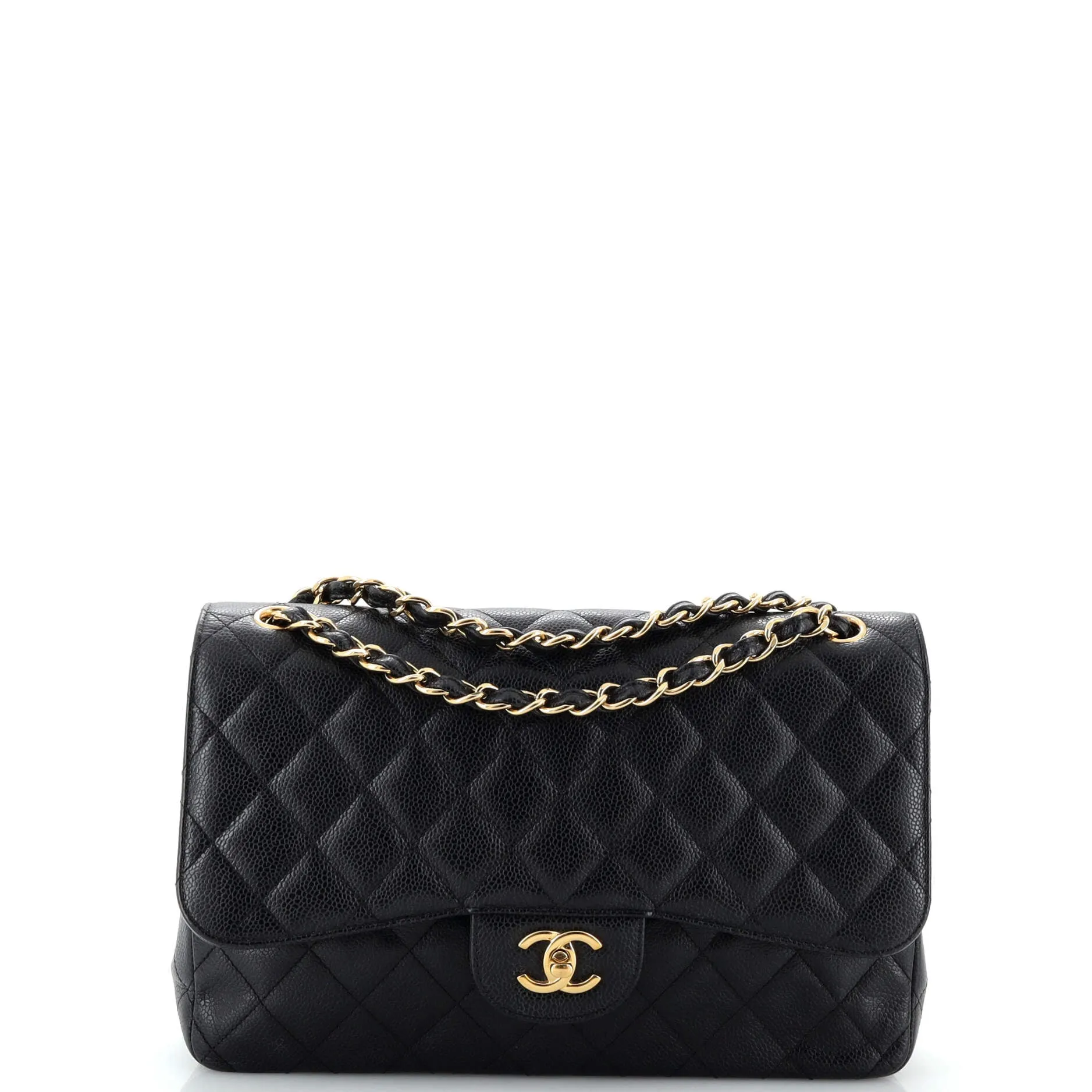 CHANEL Classic Double Flap Bag Quilted Caviar Jumbo