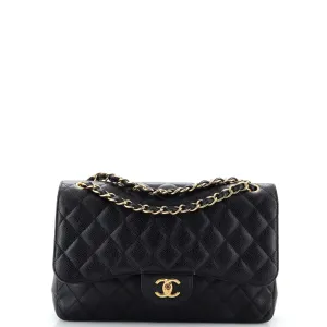 CHANEL Classic Double Flap Bag Quilted Caviar Jumbo