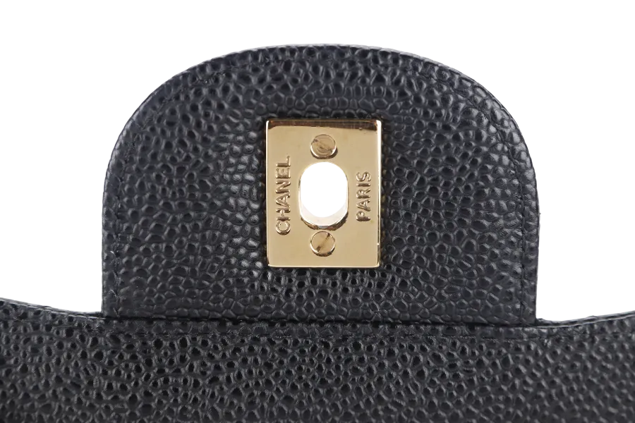CHANEL CLASSIC DOUBLE FLAP MAXI (1723xxxx) BLACK CAVIAR LEATHER GOLD HARDWARE WITH DUST COVER