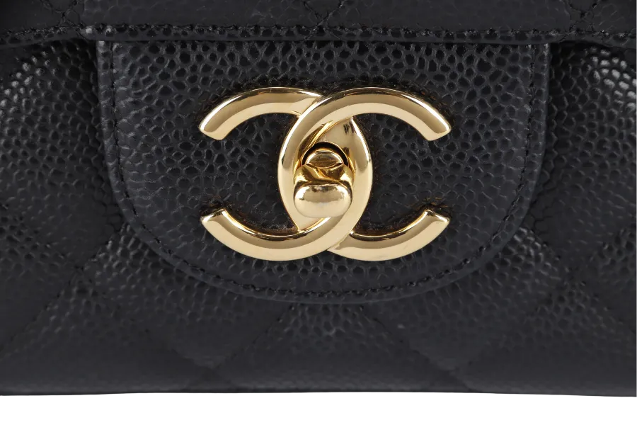 CHANEL CLASSIC DOUBLE FLAP MAXI (1723xxxx) BLACK CAVIAR LEATHER GOLD HARDWARE WITH DUST COVER