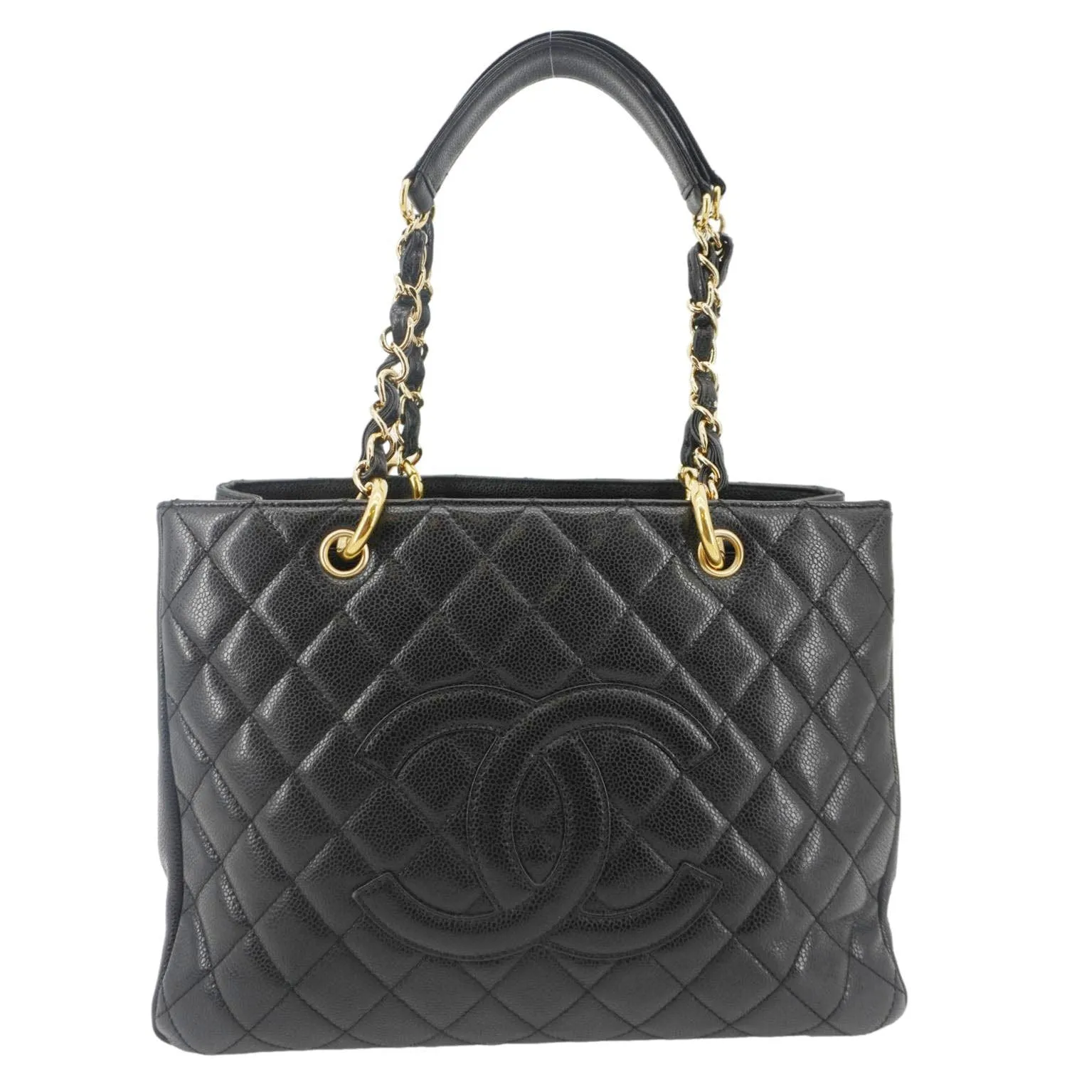 CHANEL Grand Shopping Quilted Leather Tote Bag Black