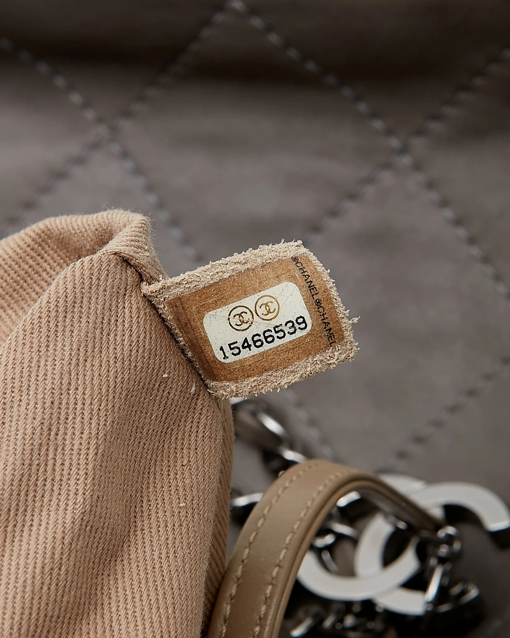 Chanel Grey/Tan Quilted Leather Convertible Messenger Tote Bag