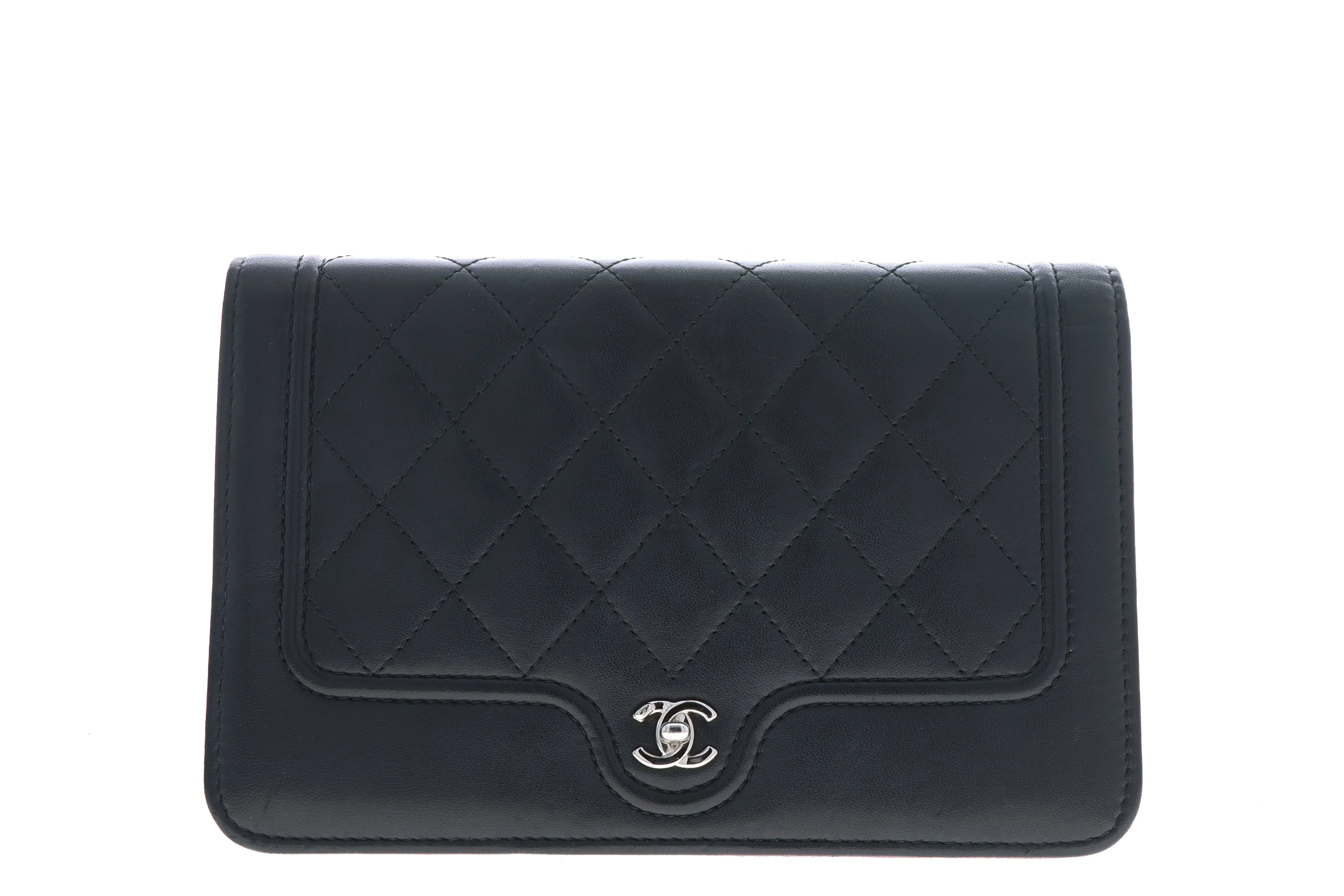 Chanel Lambskin Quilted Wallet On Chain Black
