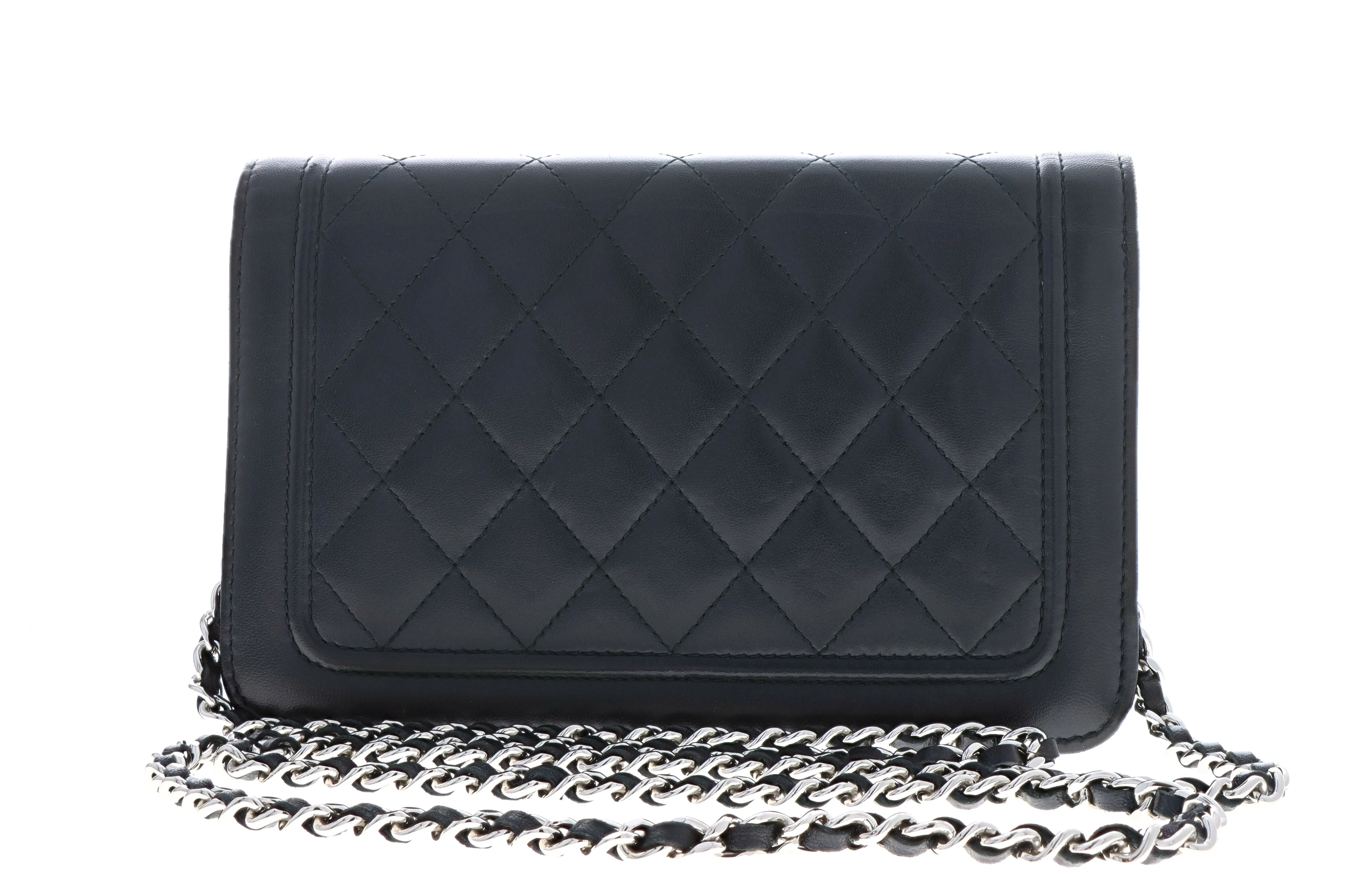Chanel Lambskin Quilted Wallet On Chain Black
