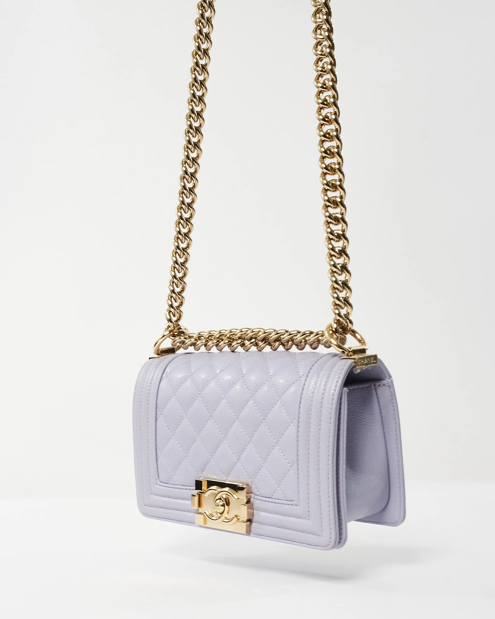 Chanel Lavender Caviar Leather Small Boy Bag CPHW