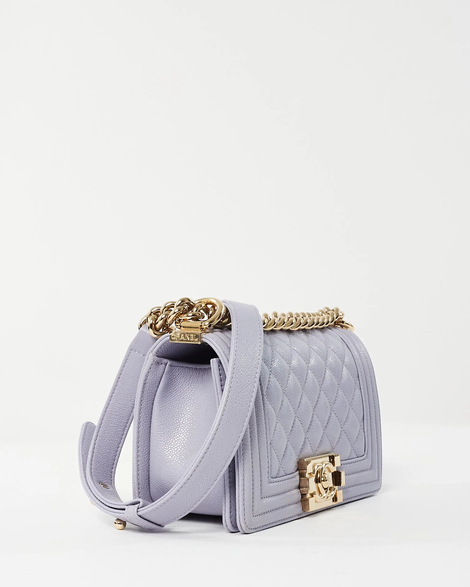 Chanel Lavender Caviar Leather Small Boy Bag CPHW